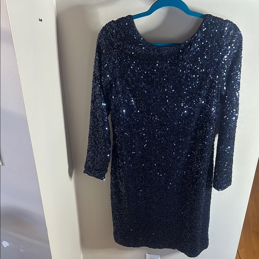 Ralph Lauren Blue Sequin Long Sleeve Dress